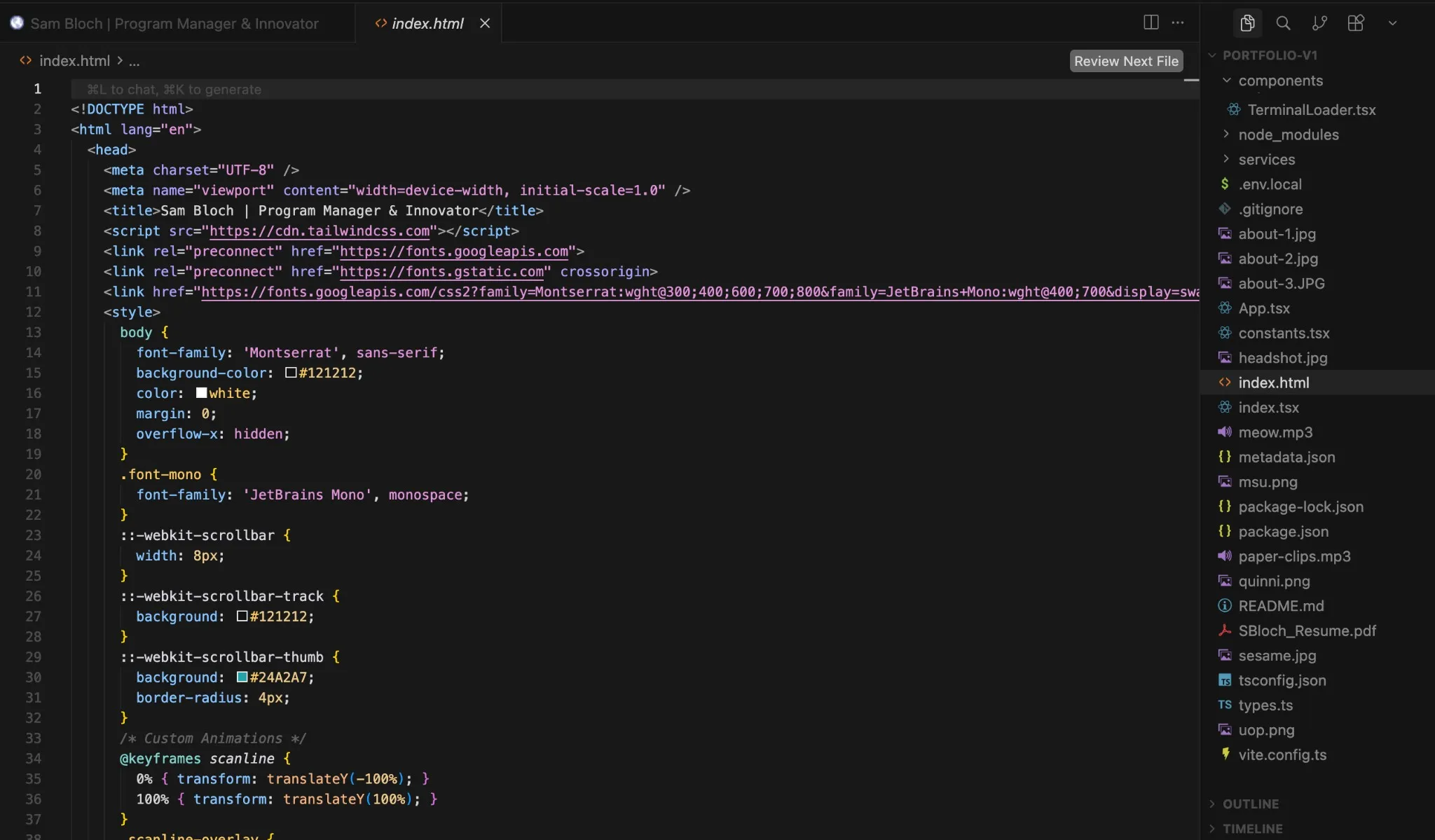 React component architecture in VS Code