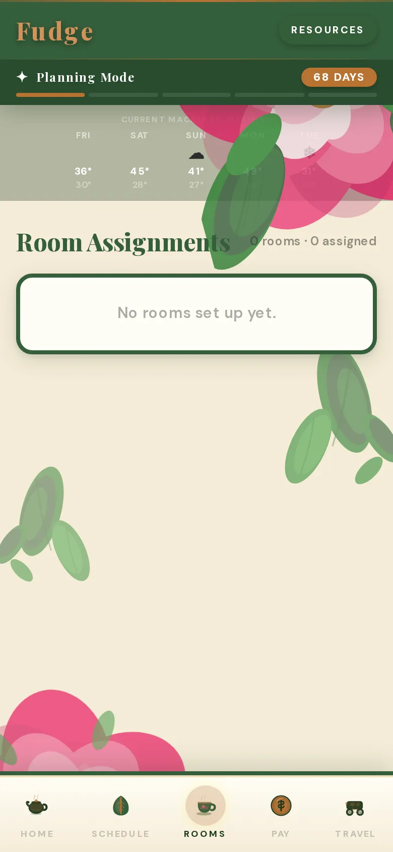 Room assignments page