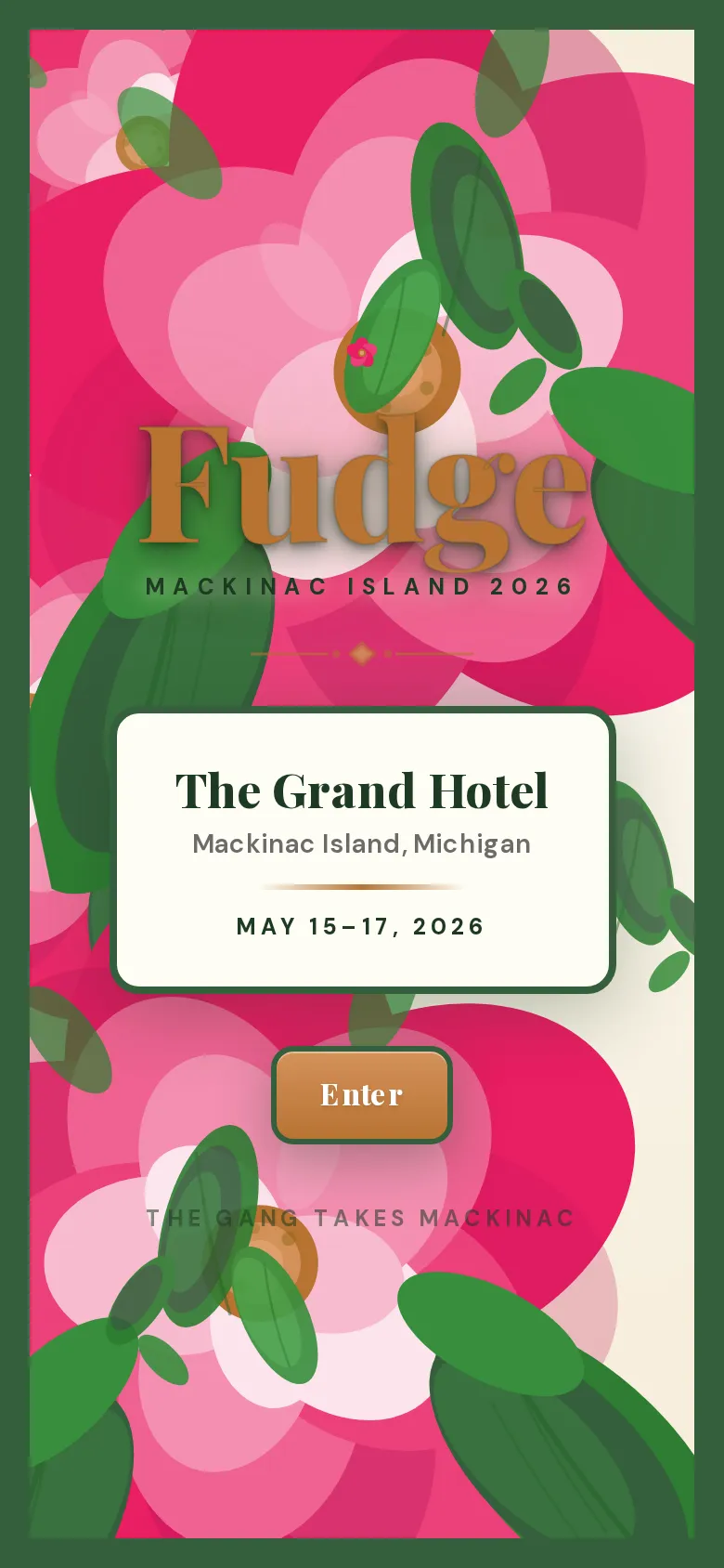 Fudge splash screen with camellia roses