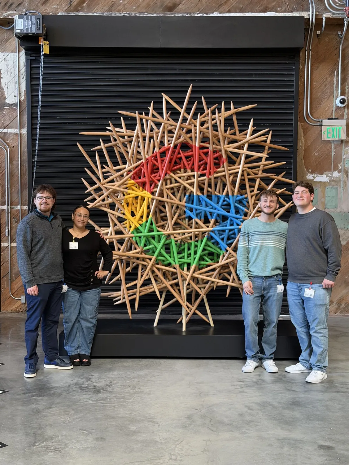 Students in front of Google art installation