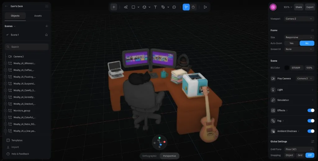 Building the 3D workstation in Spline